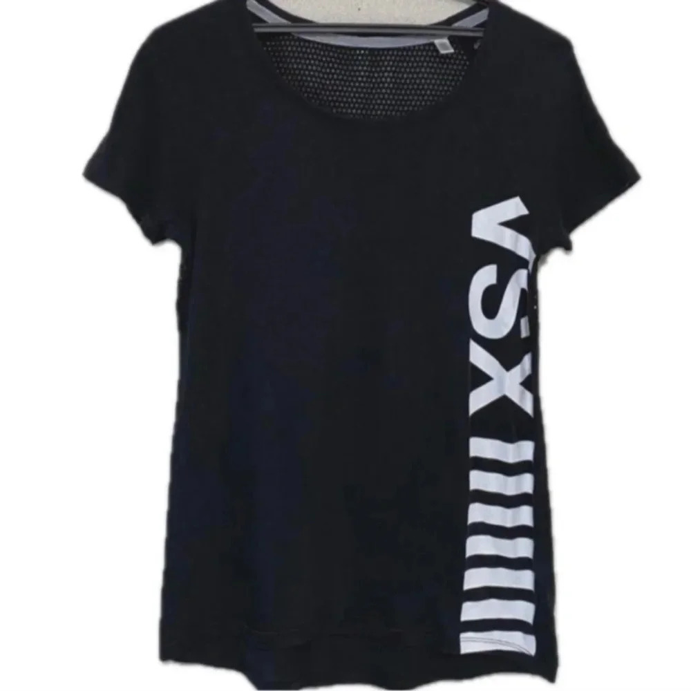 Victoria's Secret Sport VSX black mesh back short sleeve t shirt size large - Picture 2 of 4